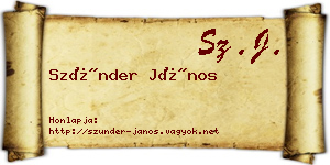 Szünder János névjegykártya